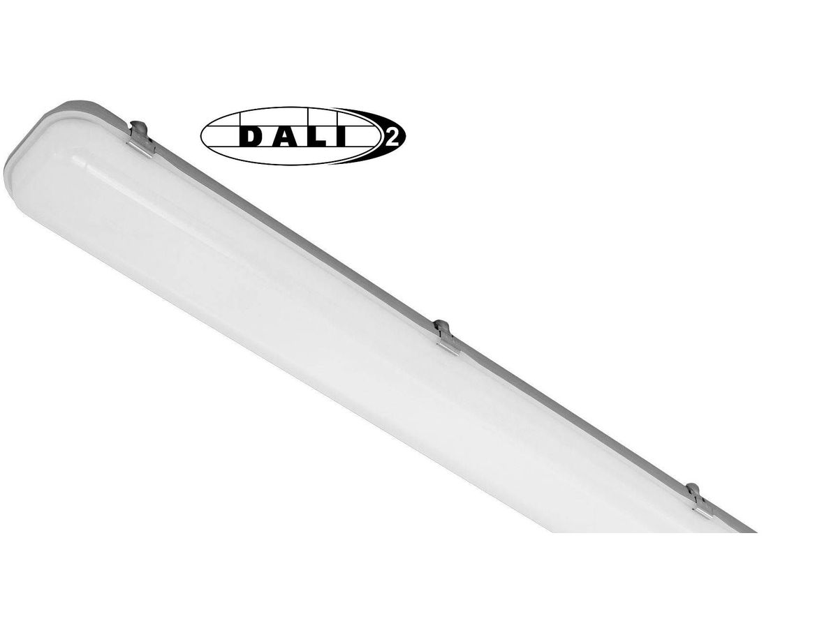 LED Nassraumleuchte 2x29W/7200lm/5700K - LxBxH 1570x136x90mm Dali-Dimm IP65