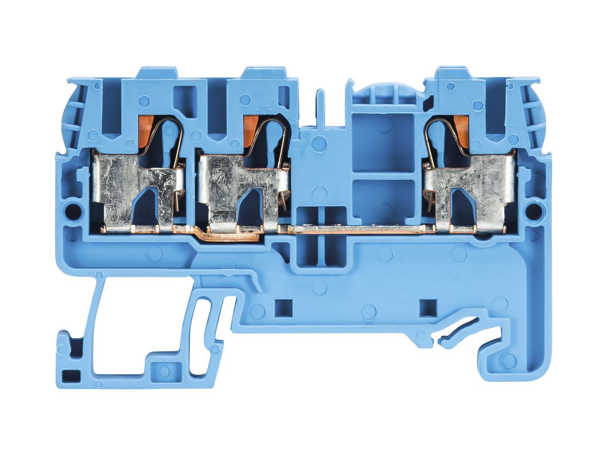 Durchgangs-Reihenklemme WTP 0.2…2.5mm² 32A 800V 3×Steck.1 Et.Hutschiene TH35 hbl