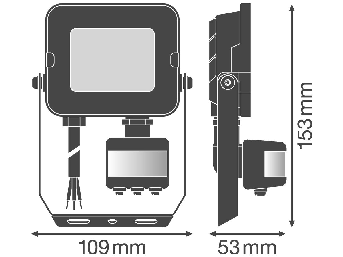 LED-Strahler FLOODLIGHT COMPACT SENSOR SYM 10W 830 900lm IP65 schwarz