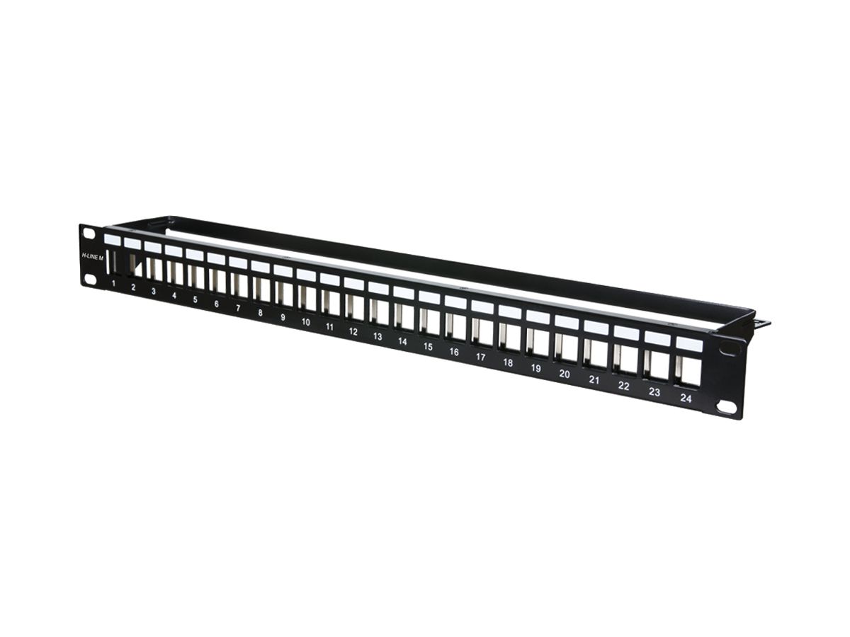 Patchpanel 19" H-LINE M 24-Port Keystone leer geschirmt 1HE Stahl schwarz
