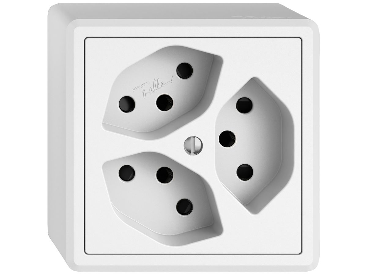 AP-Steckdose EDIZIO.liv SNAPFIX® 3×T13 mit Shutter ws