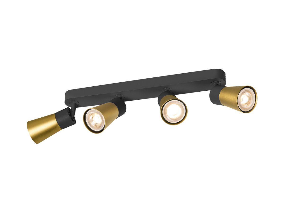 Spot SLV PURI 2.0 Cone CW GU10 4×6W DIM 365×42×138mm schwarz/gold