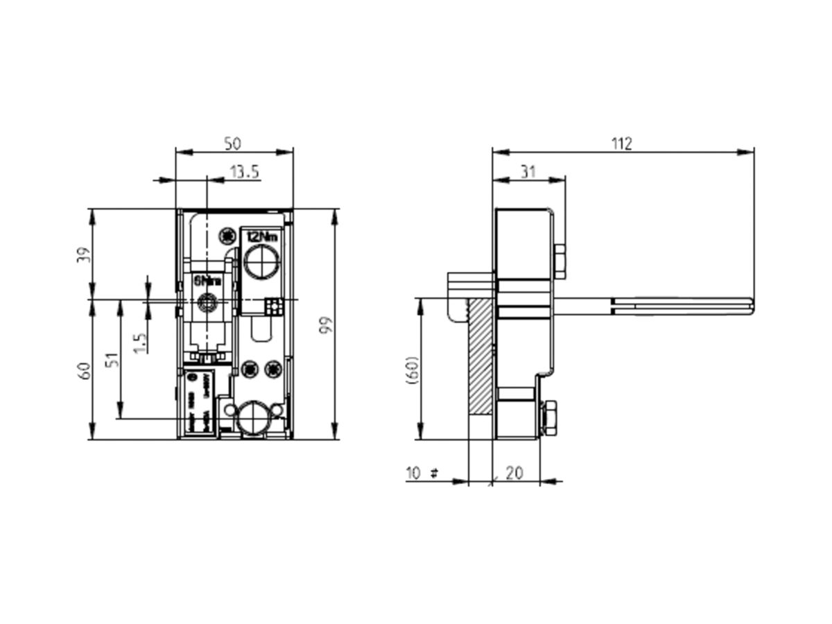 Neutralleitertrenner Weber 160A weber.vertigroup DIN00 Stromschiene mit Klemme