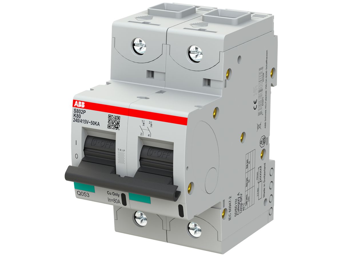 Leitungsschutzschalter ABB S802P-K80 2P 400V K-80A 50kA 3TE