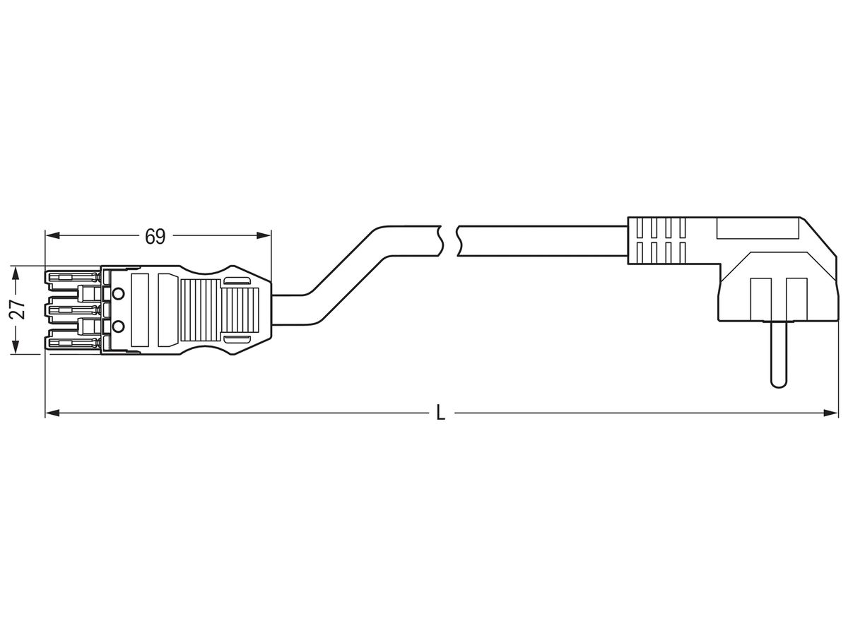 Anschlussleitung WAGO 3G1.5 1m schwarz