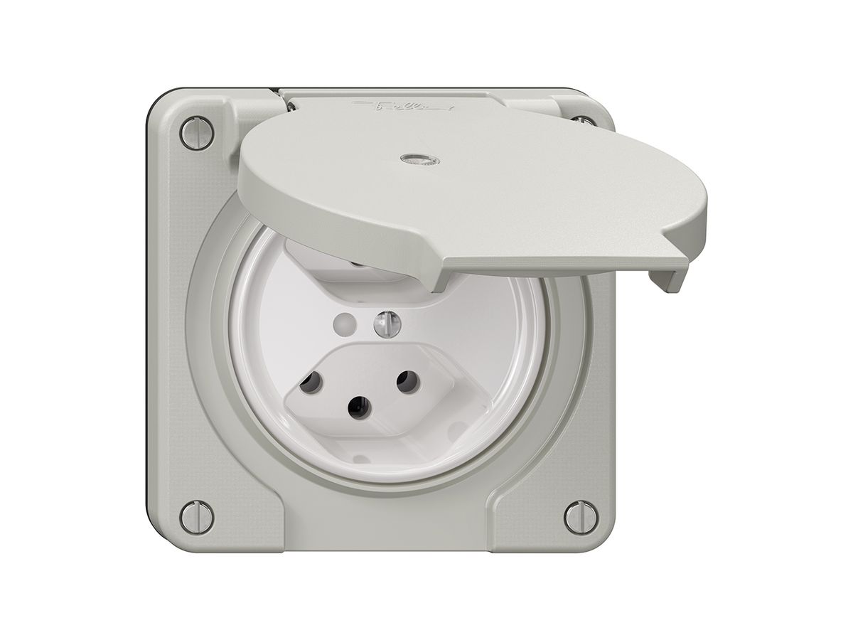 Steckdose NEVO N.CO, 2×T13, IP21, m.LED, lichtgrau