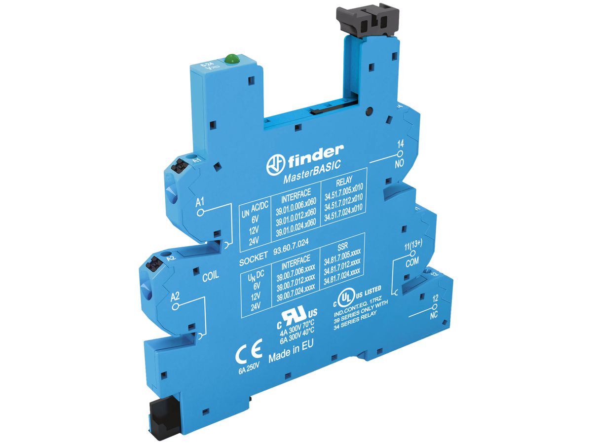 Relaissockel Finder MasterOUTPUT für Relais Serie 34, 6…24VUC Schraubklemmen