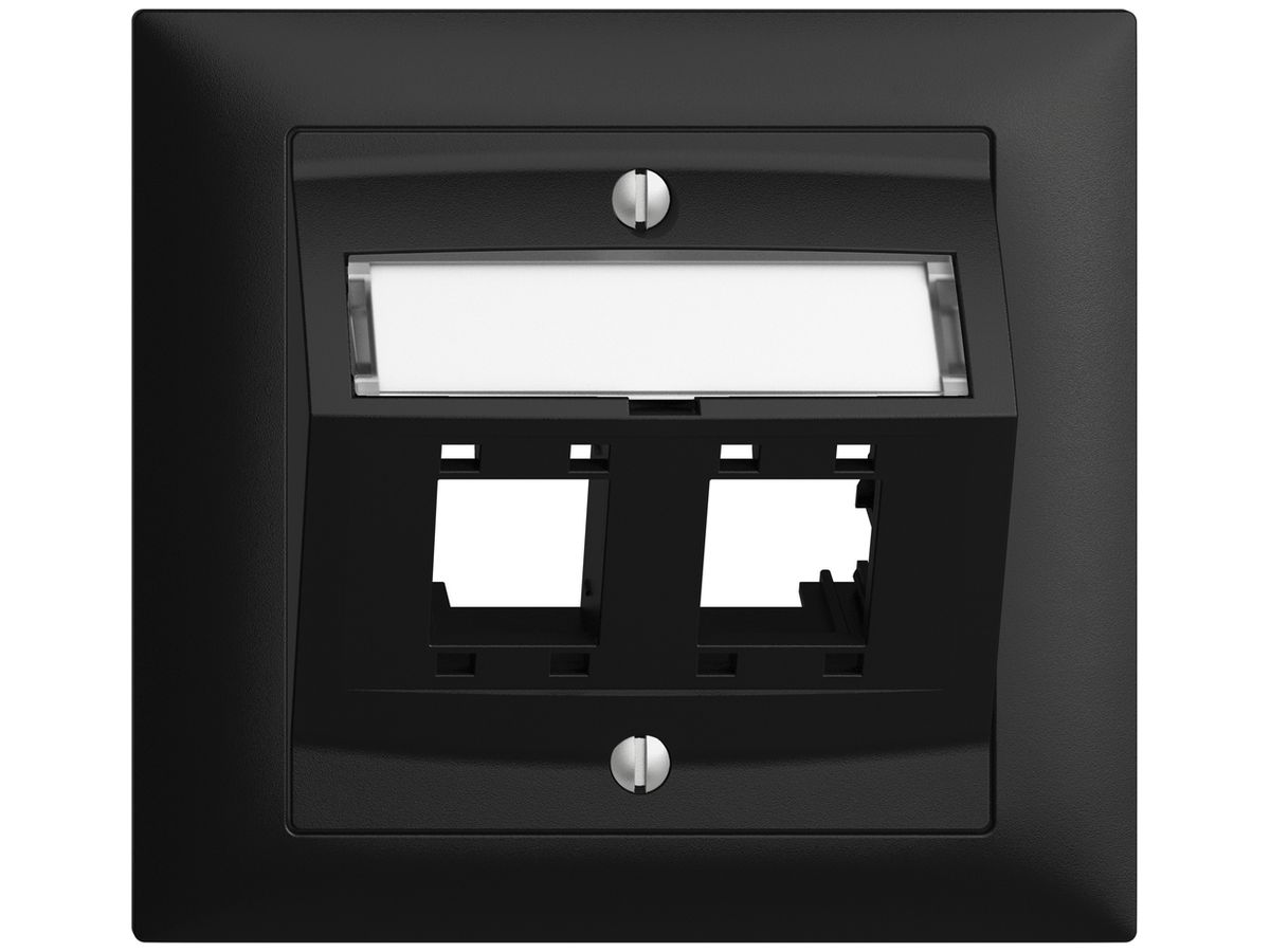 EB-Montageset EDIZIOdue FKE, mit Schrägauslasshaube, für 2×RJ45, schwarz