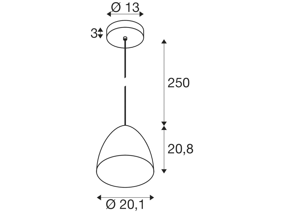 Pendelleuchte SLV PARA CONE 20 E27 1×60W Ø201mm Kupfer