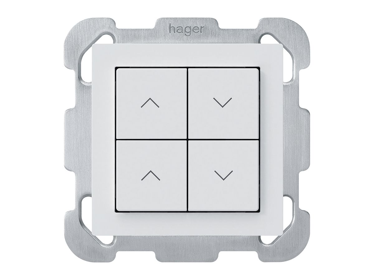 UP-KNX-Storentaster Hager BA kallysto B 4-fach 77×77mm weiss