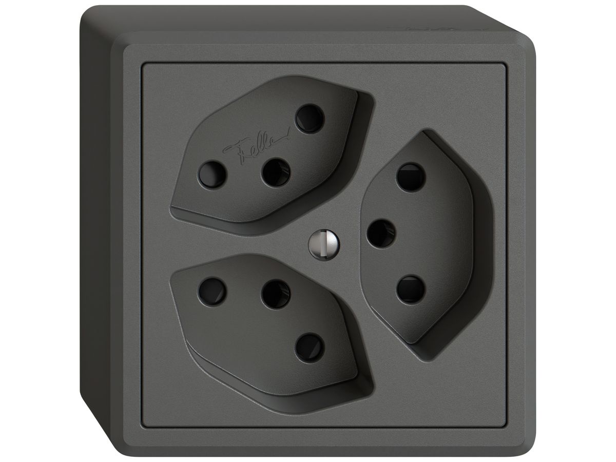 AP-Steckdose EDIZIO.liv SNAPFIX® 3×T13 mit Shutter dgu