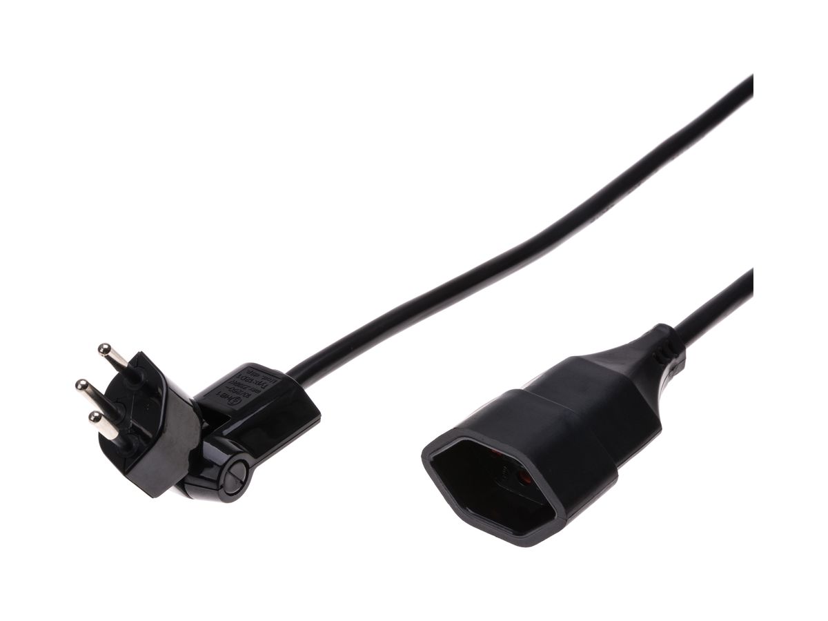 Verlängerung T12/T13 Td 3×1mm² 3m schwarz 180° Klappstecker