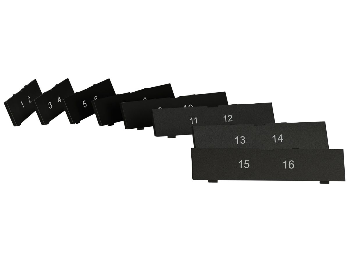 Bezeichnungsschild EDIZIO.liv SNAPFIX® Set f.Schrägauslass Beschr.1…16 sz