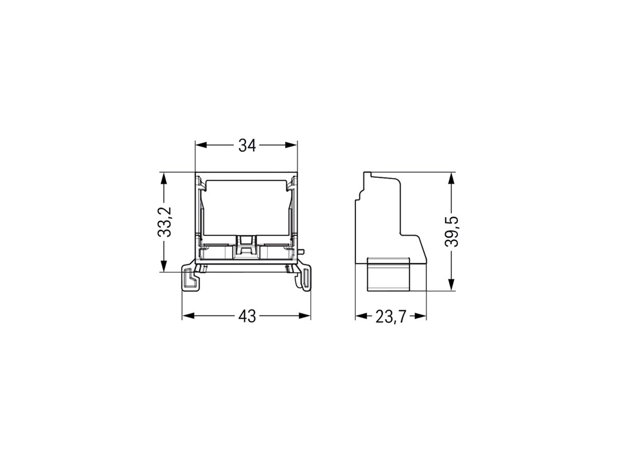 Befestigungsadapter WAGO o.Zugentlastung für 10×4mm² TH35 Ex lgu
