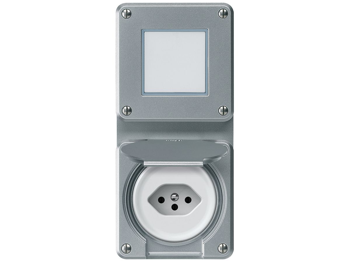 UP-Kombination robusto Wechselschalter Steckdose 1×T13 86×146mm Aluminium