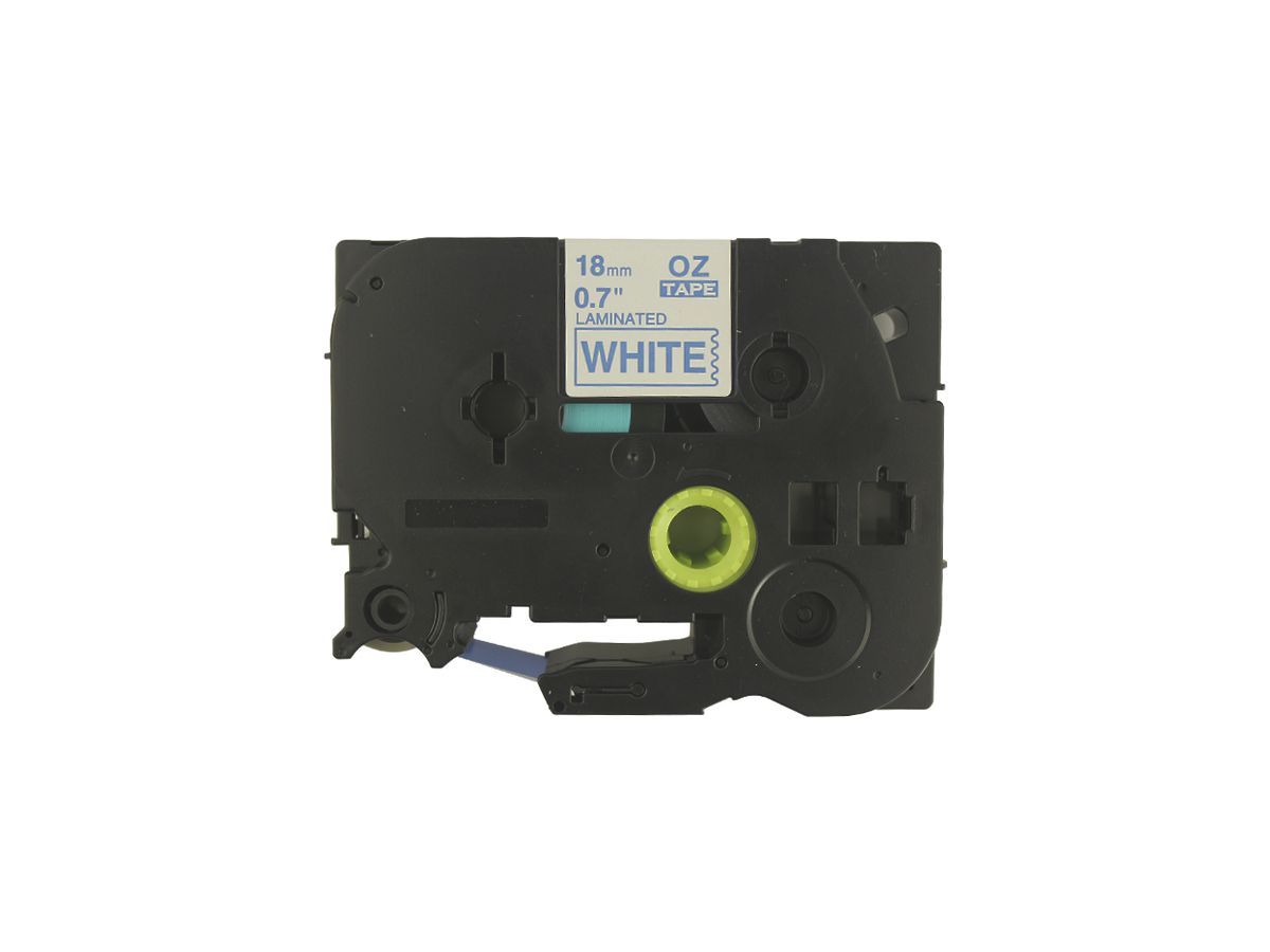 Schriftbandkassette kompatibel zu OZE-243, 18mm×8m, weiss-blau