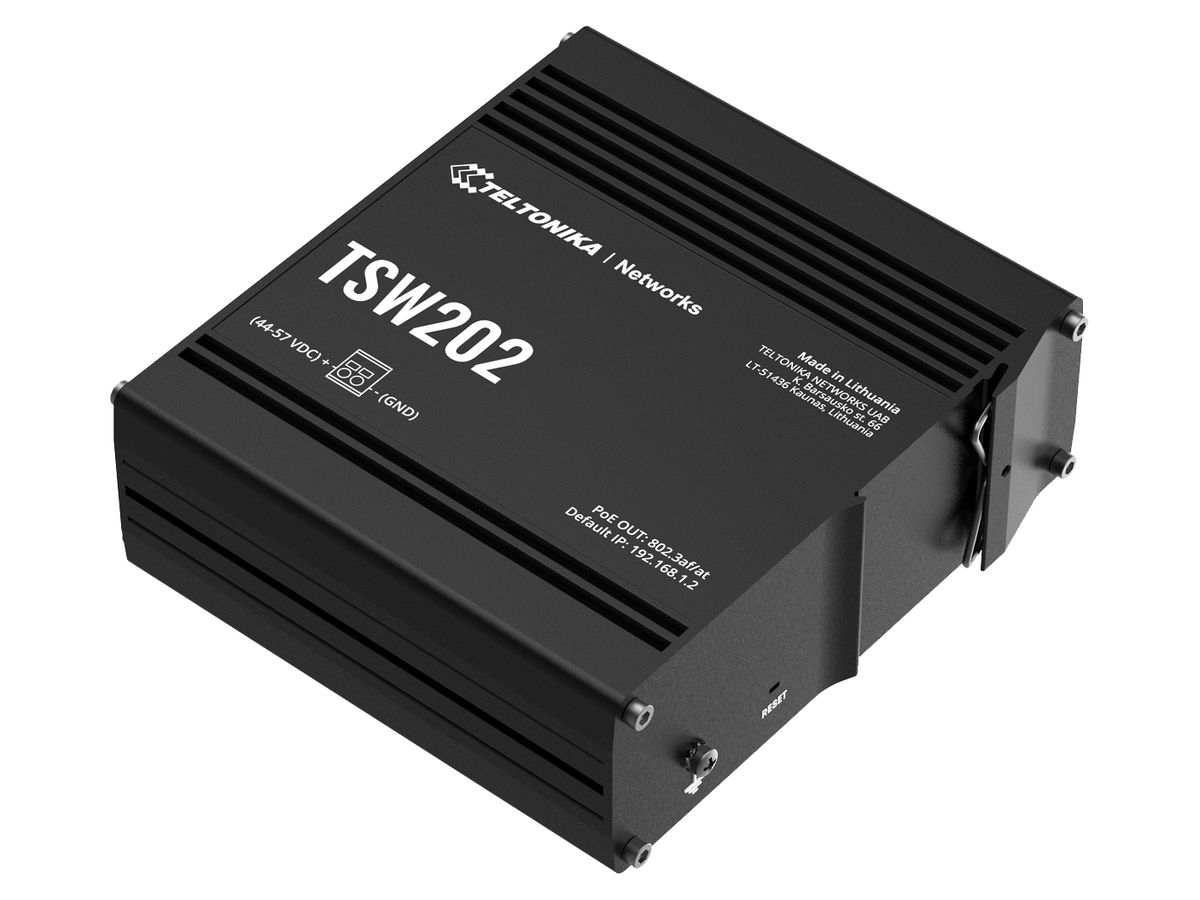 Switch Teltonika TSW202 8×RJ45 GbE 2×SFP PoE+ 8×PoE managebar IP30