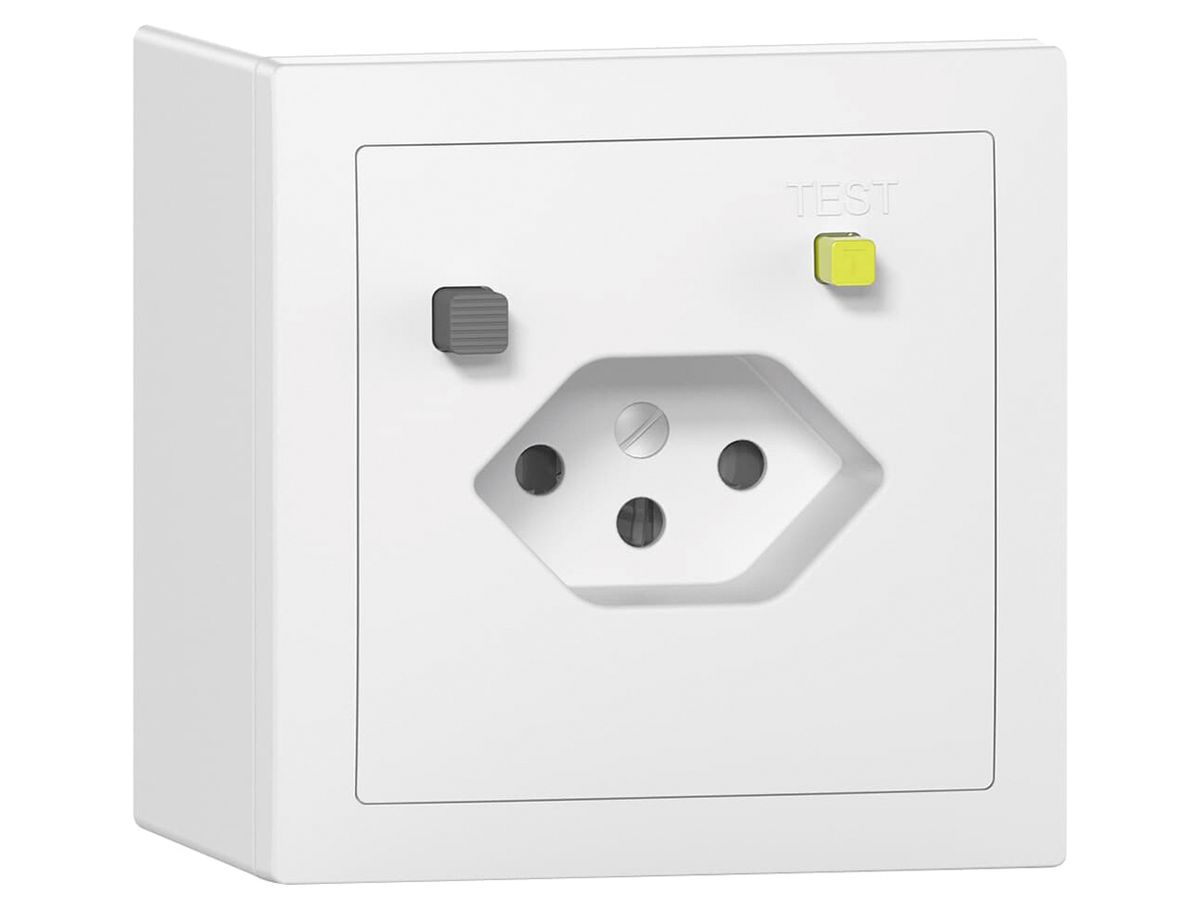 AP-FI-Steckdose SIDUS T13 30mA, shutter, weiss