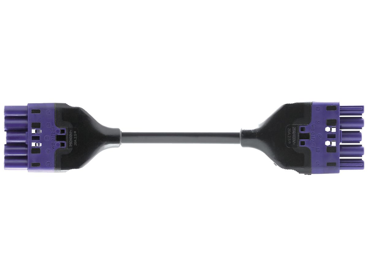 Verbindungsleitung Woertz 49345/C1 5×2.5mm² 400V 20A 8m vi Buchse-Stecker Cca