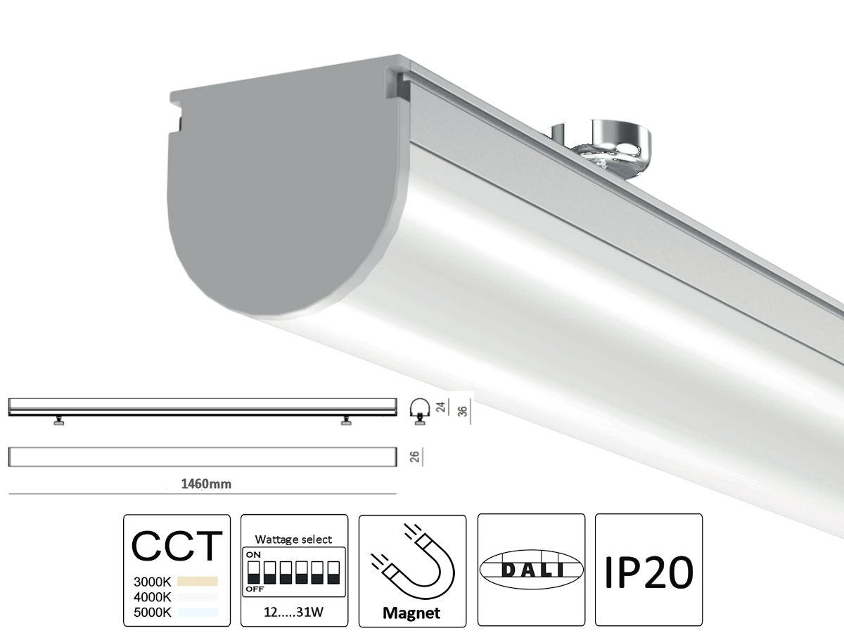 LED-Leuchte Unisaver 1500mm DALI - 3000/4000/5000K, 12-31W, 1440-5230lm