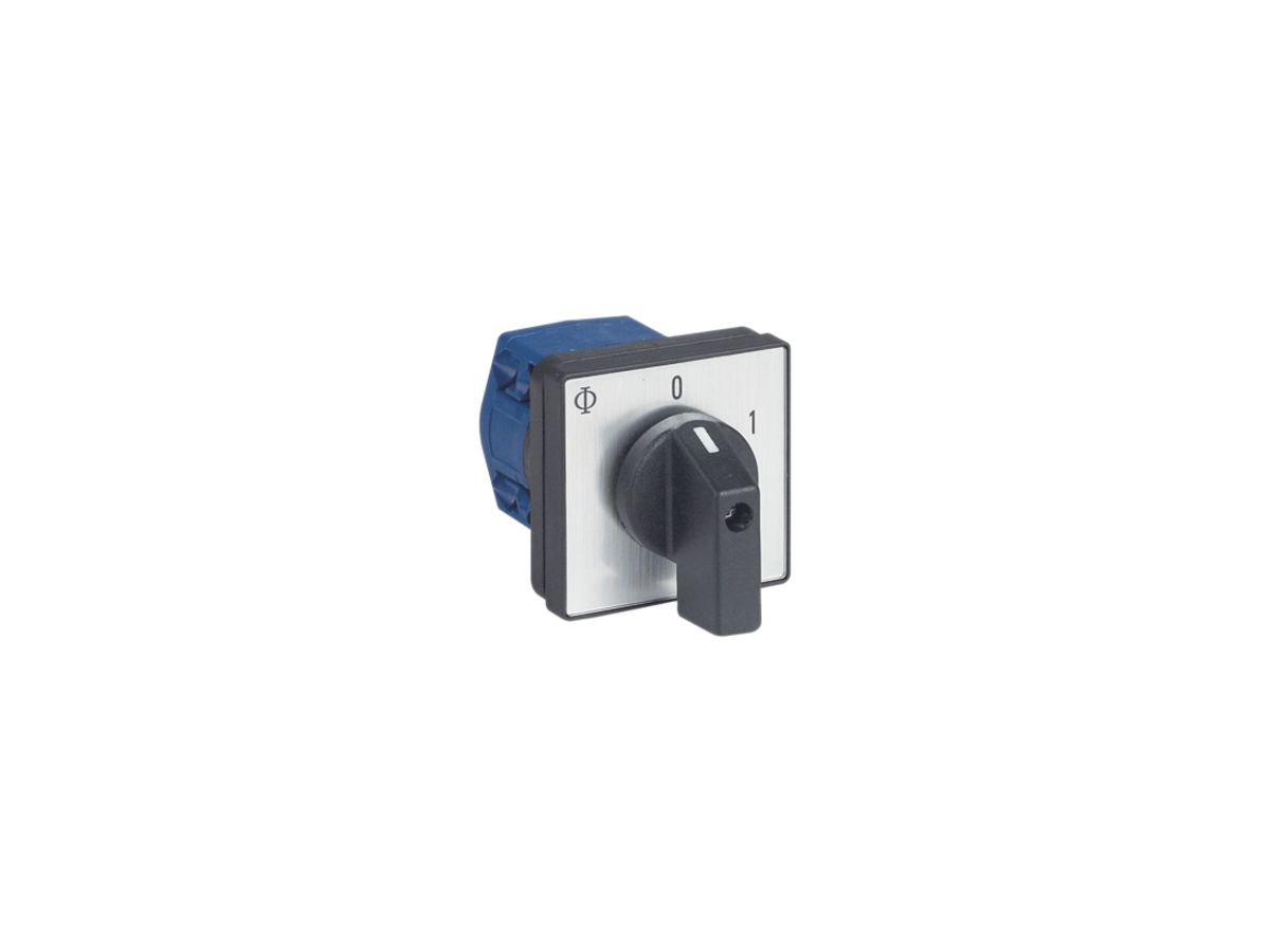 EB-Drehschalter K&N, 20A/690V 0/1L, Griff sz, 48×48mm, Ø6mm, "0-1"