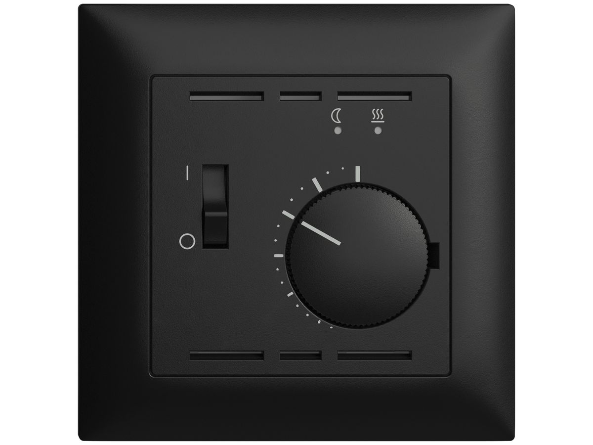 Frontset EDIZIOdue schwarz, 88×88mm für Raumthermost. mit Fühler