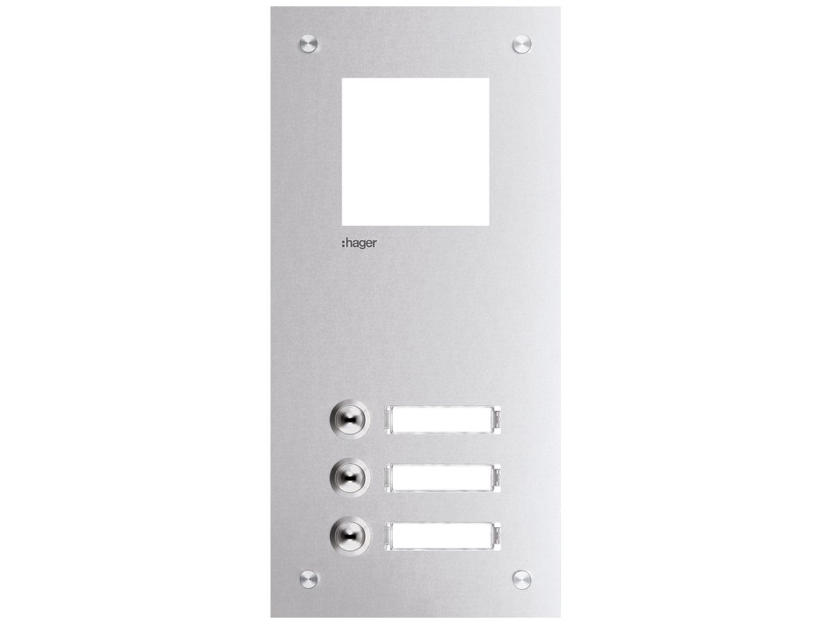 Frontplatte Hager intercom mono 3× 150×315×32mm edelstahl