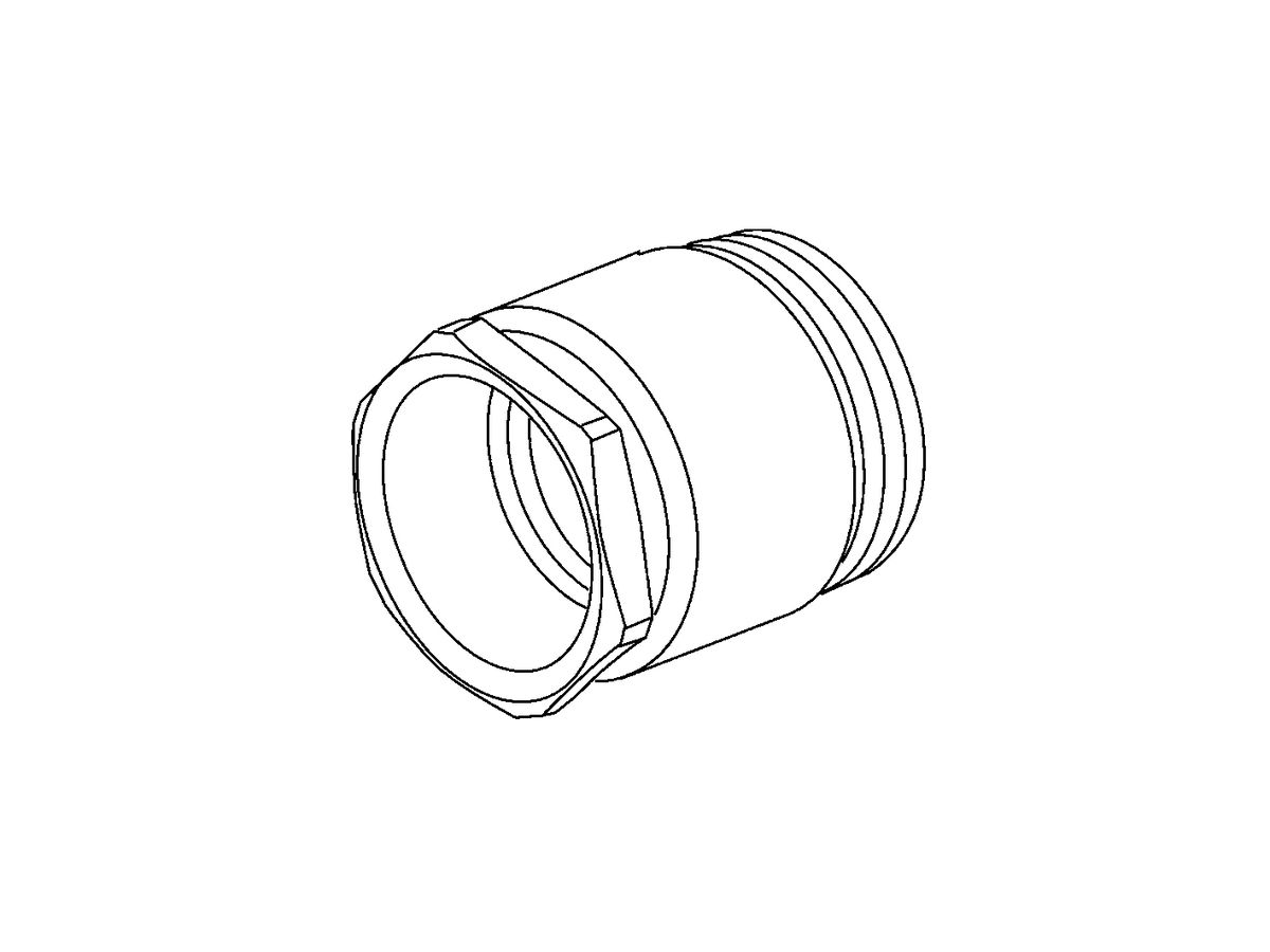 Kabelverschraubung Messing M20 11…13mm Gewinde lang runder Zwischenstutzen