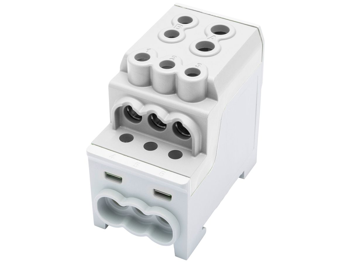 Verteilerblock Bals UBV TYP C 1P 200A 1×Eing 6×Ausg 1.5…35mm² 6…70mm² grau