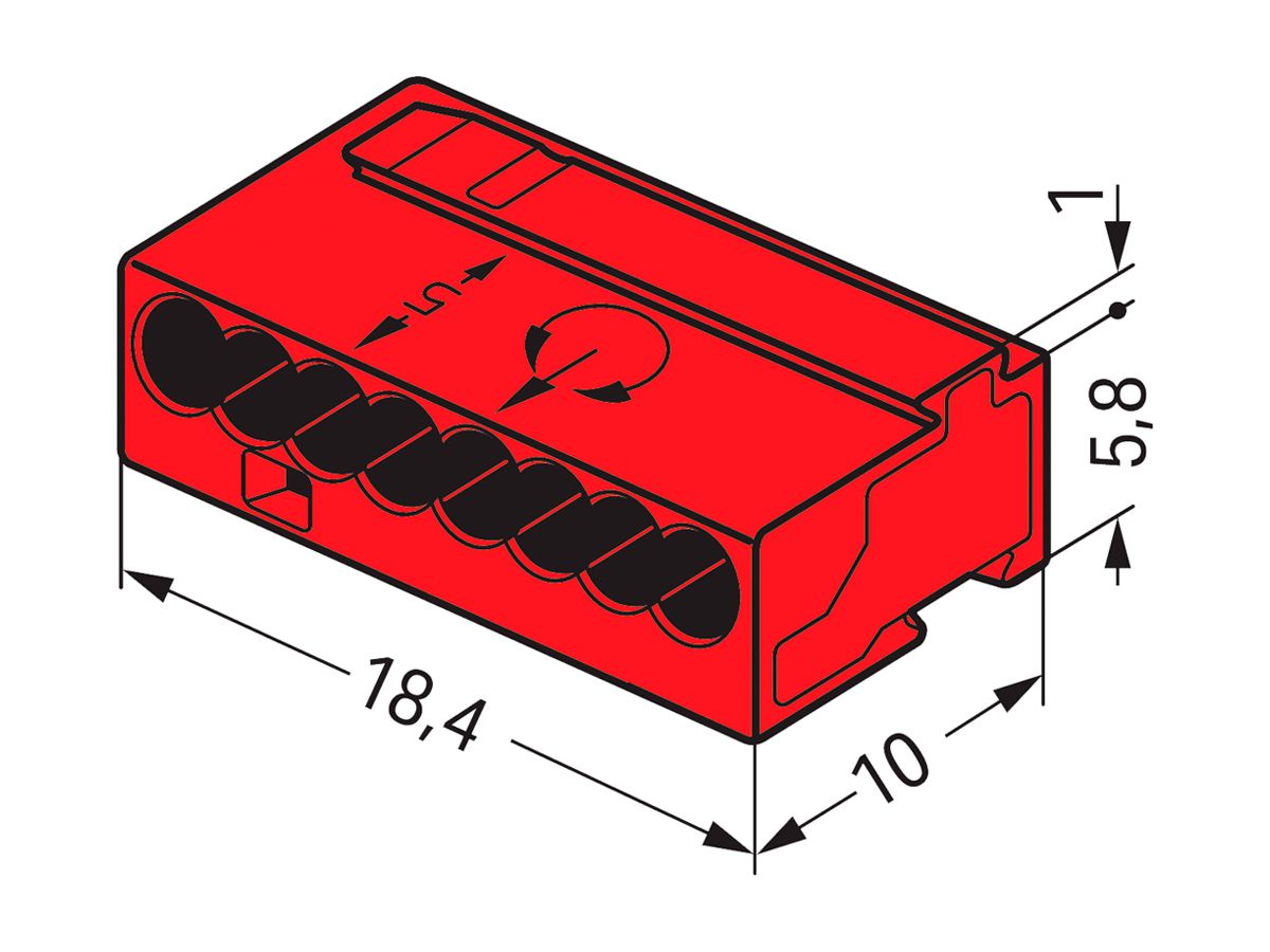 Verbindungsklemme WAGO MICRO für Draht 8×0.6…0.8mm rot