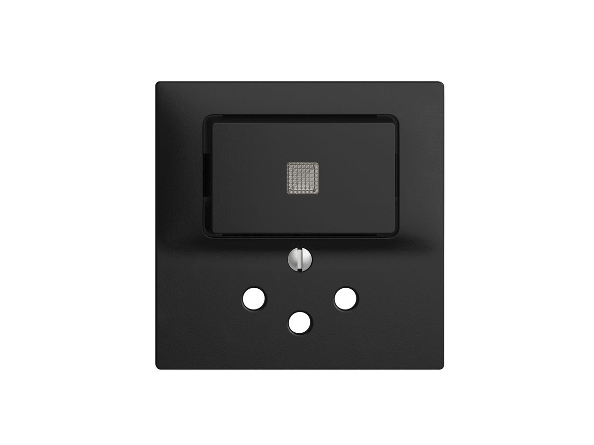 Frontset 60×60mm EDIZIOdue schwarz T12 mit Linse, mit Kinderschutz