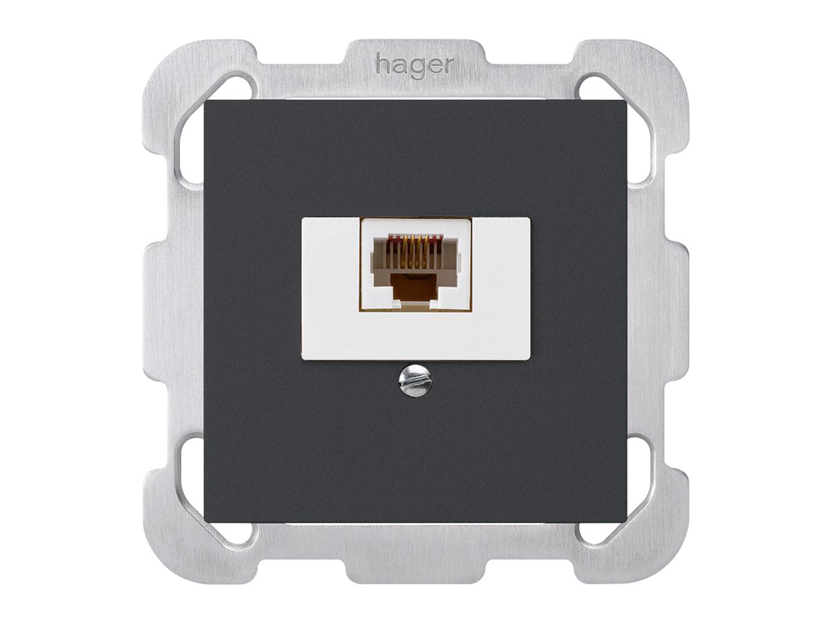 UP-Dose kallysto 1×RJ45u schwarz mit Befestigungsplatte