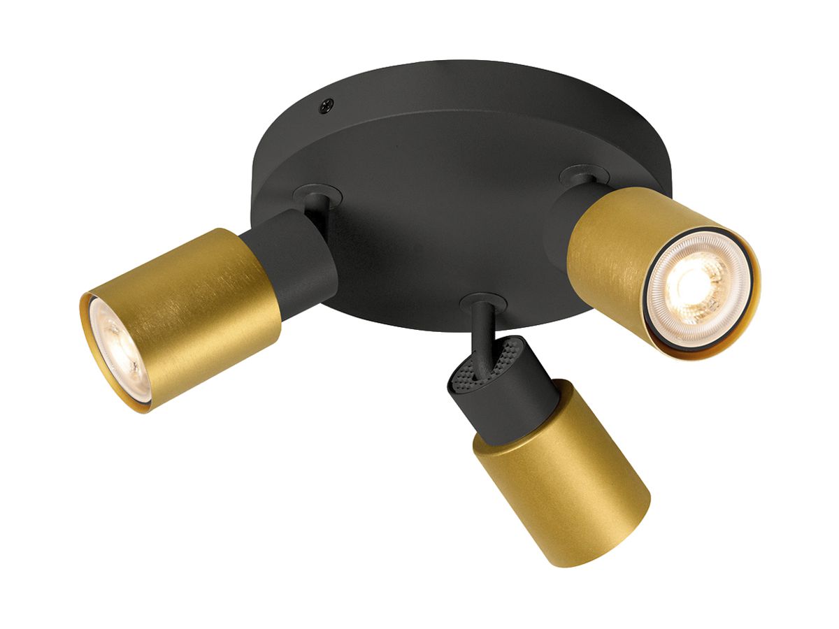 Spot SLV PURI 2.0 Tube CW GU10 3×6W DIM Ø180×113mm schwarz/gold