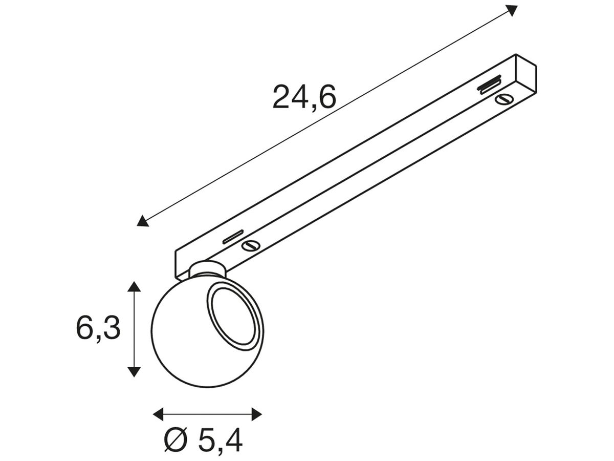 LED-Spot SLV DYSKO 7W 750lm 2700K MB DIM AD1PH 243×78mm schwarz