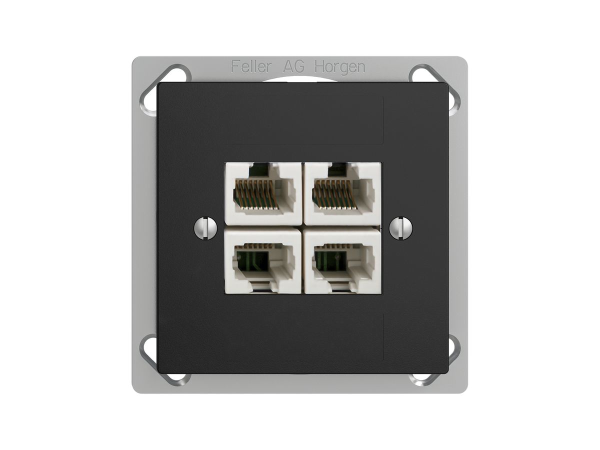 EB-Dose 4×RJ45/u 4P getr. EDIZIOdue schwarz ITplus