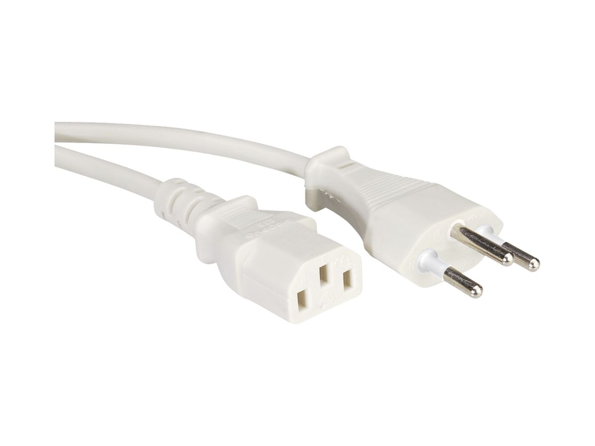 Apparatekabel VALUE T12 → C13 3×0.75mm² 250VAC/10A weiss 1.8m