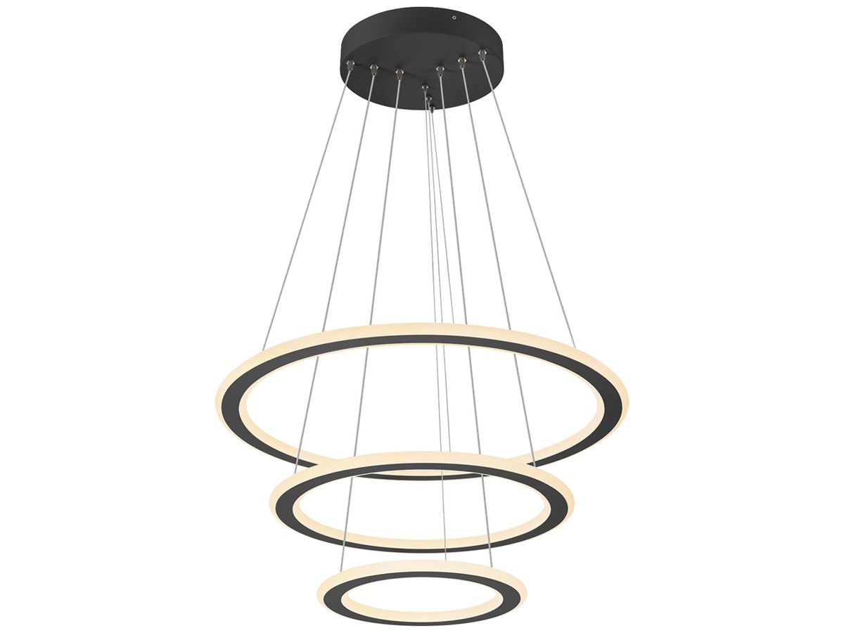 LED-Pendelleucht.SLV ONE FLAT triple 58W 3500lm 927/930 DALI direkt Ø800 schwarz