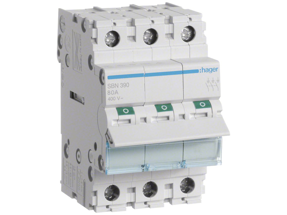 REG-Ausschalter Hager 100A 400V 3 Schliesser 0 Öffner 0 Wechsler 3TE