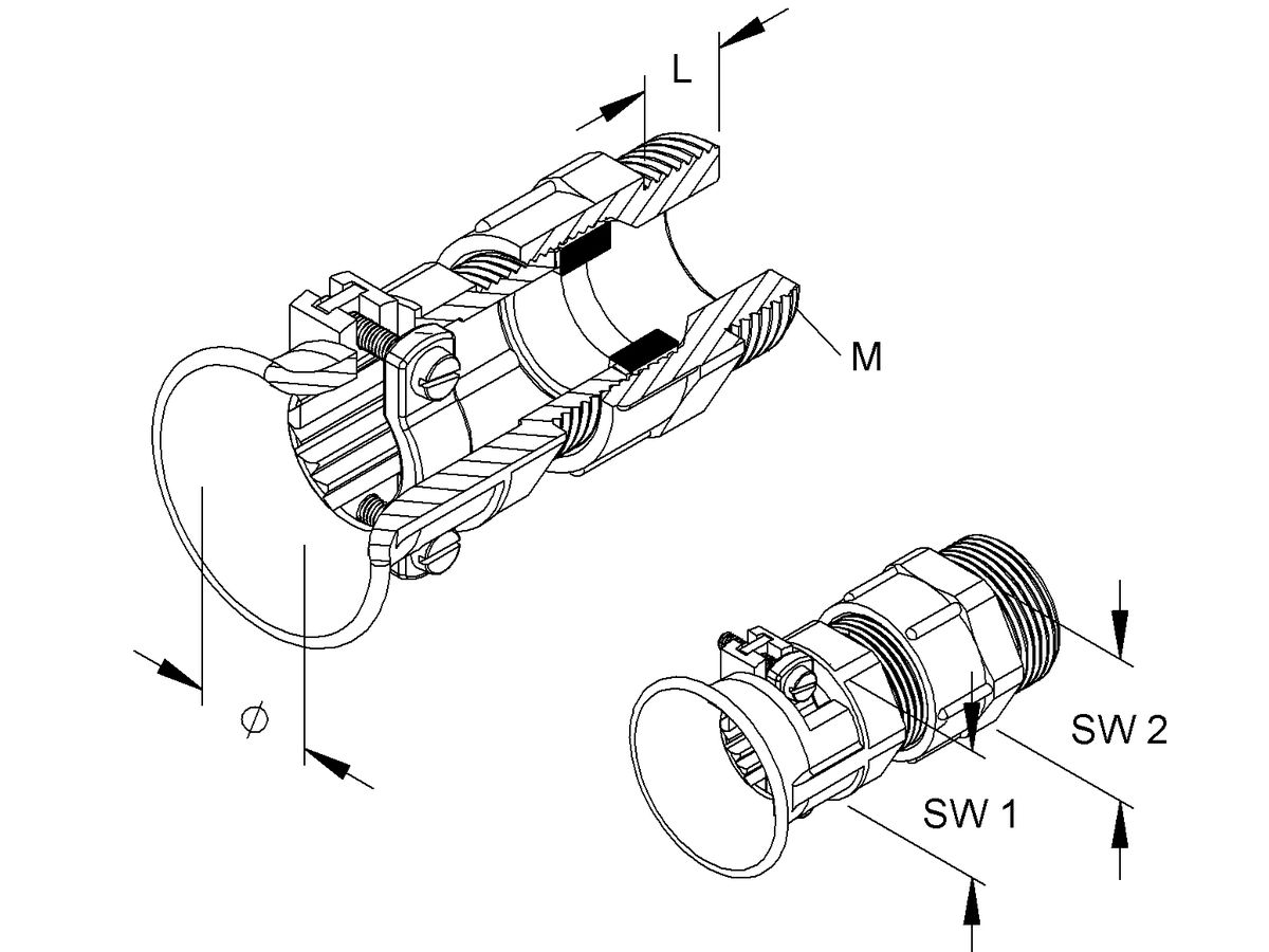 Verschraubung M25 11…14mm hellgrau halogenfrei