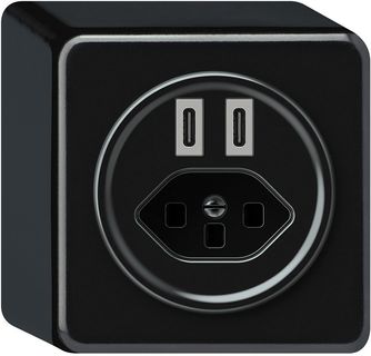 AP-USB-Ladesteckdose origin 2×USB-C 3000mA 5V mit Typ 23 schwarz