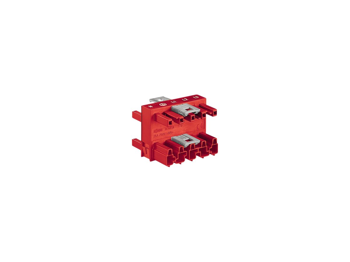 Verteilerblock WINSTA MIDI 770 5L 1 Stecker/3 Buchsen, rot