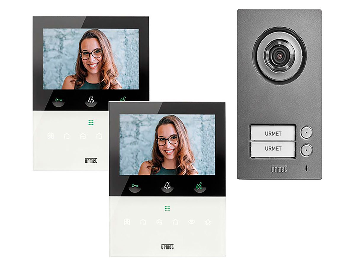 Türsprech-Set Video Urmet 2×Ruftaste 2-Draht weiss