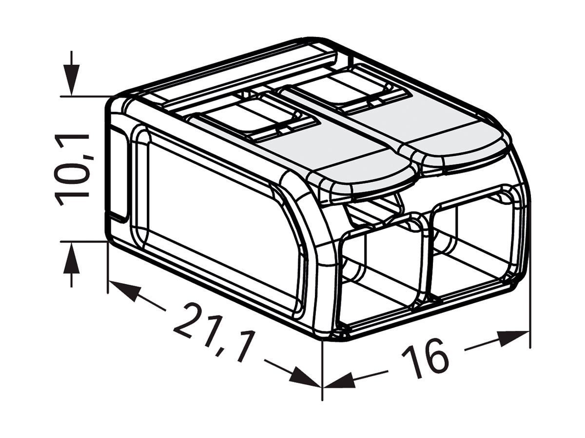 Verbindungsklemme WAGO 221 2×0.5…6mm² Hebel 37A 440V grau transparent