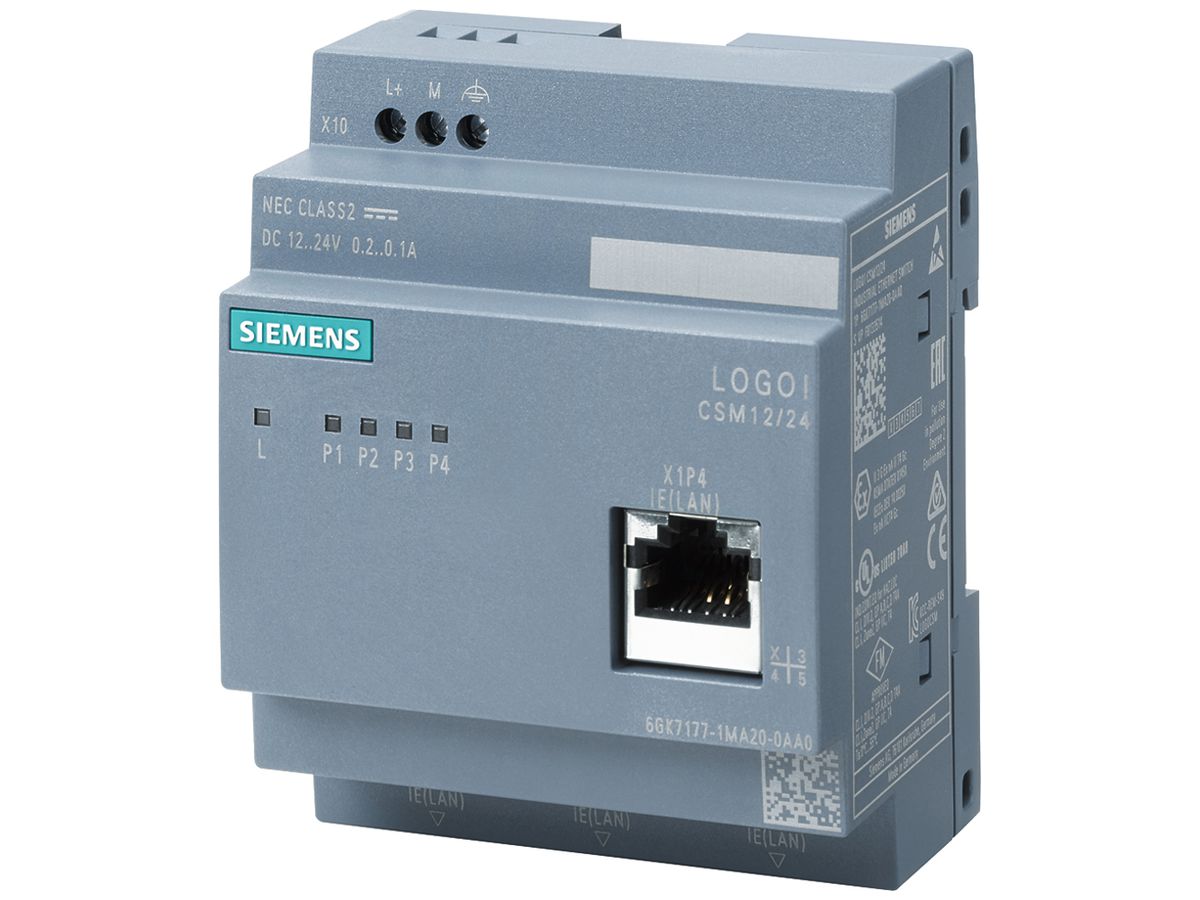 SPS-Switchmodul Siemens LOGO! CSM12/24, 3+1-Port RJ45 10/100MBit/s, unmanaged