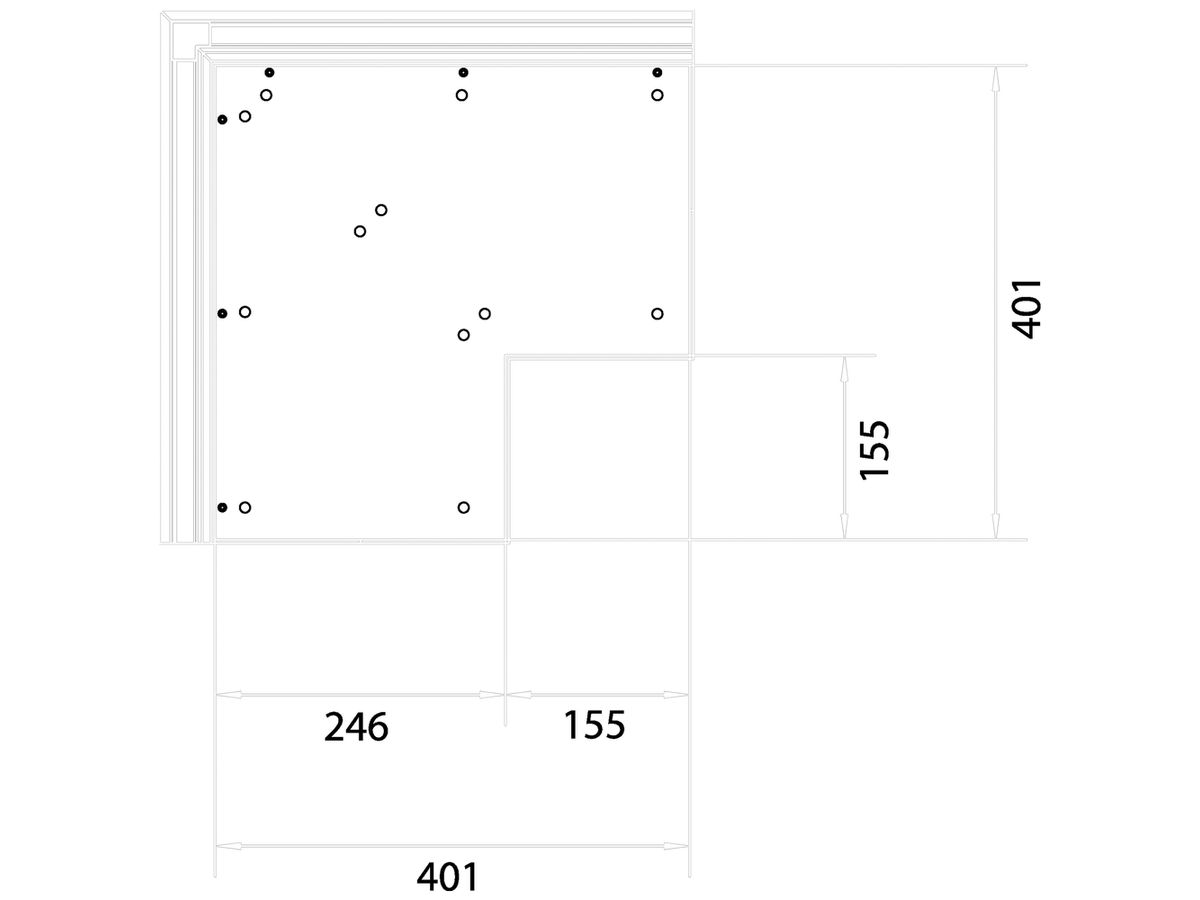 Flachwinkel tehalit BKB Oberteil Wanne Inneneck für Bodenkanal 300×448×3mm