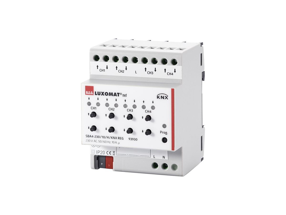 REG-Jalousieaktor KNX Luxomat SBA4-230/10/H/KNX, 4-fach, 10A/230VAC