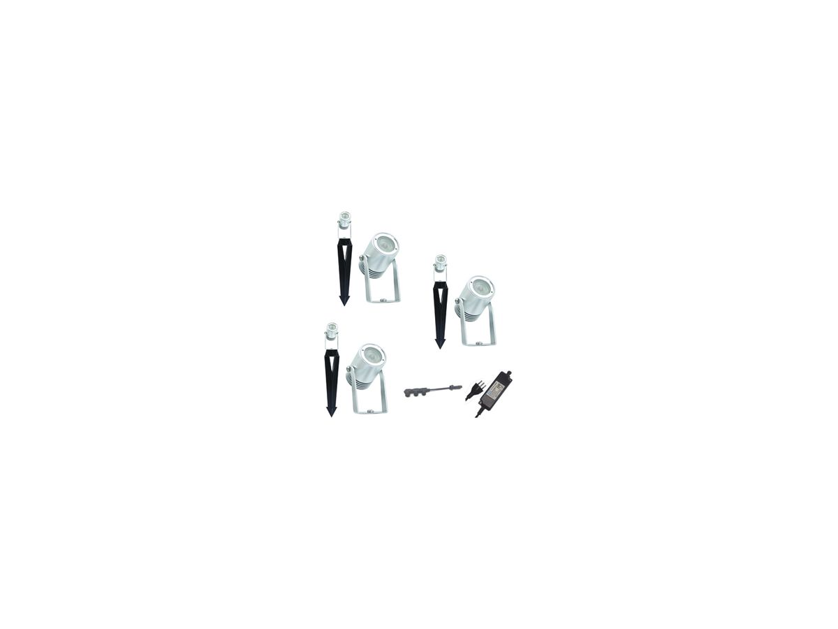 LED-Spiessleuchte KOLIBRI Set à 3Stk, 24VDC, 3W, 100lm, 2700K, IP67, Al eloxiert