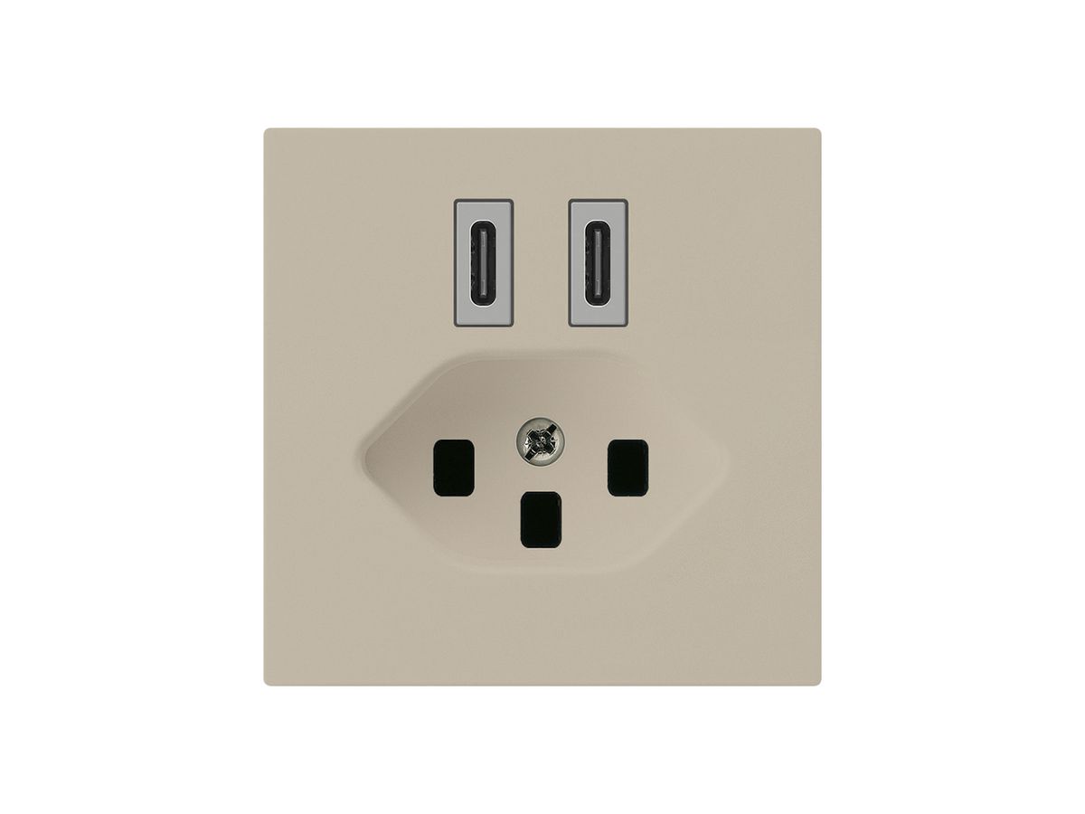 USB-Ladesteckdose Hager kallysto C-C 20W+T23 5V 60×60mm beige