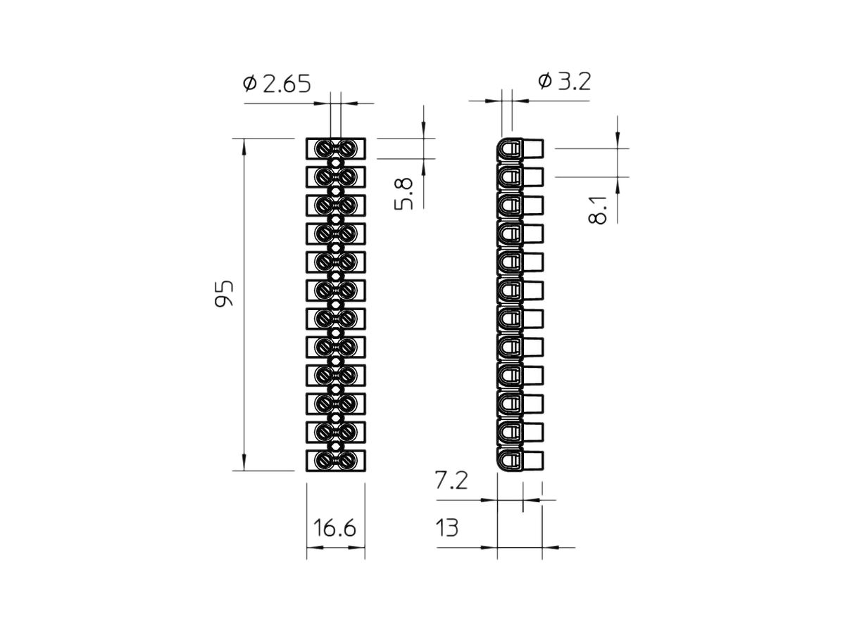 Klemmenleiste Bettermann 12P 1…4mm² 450V schwarz