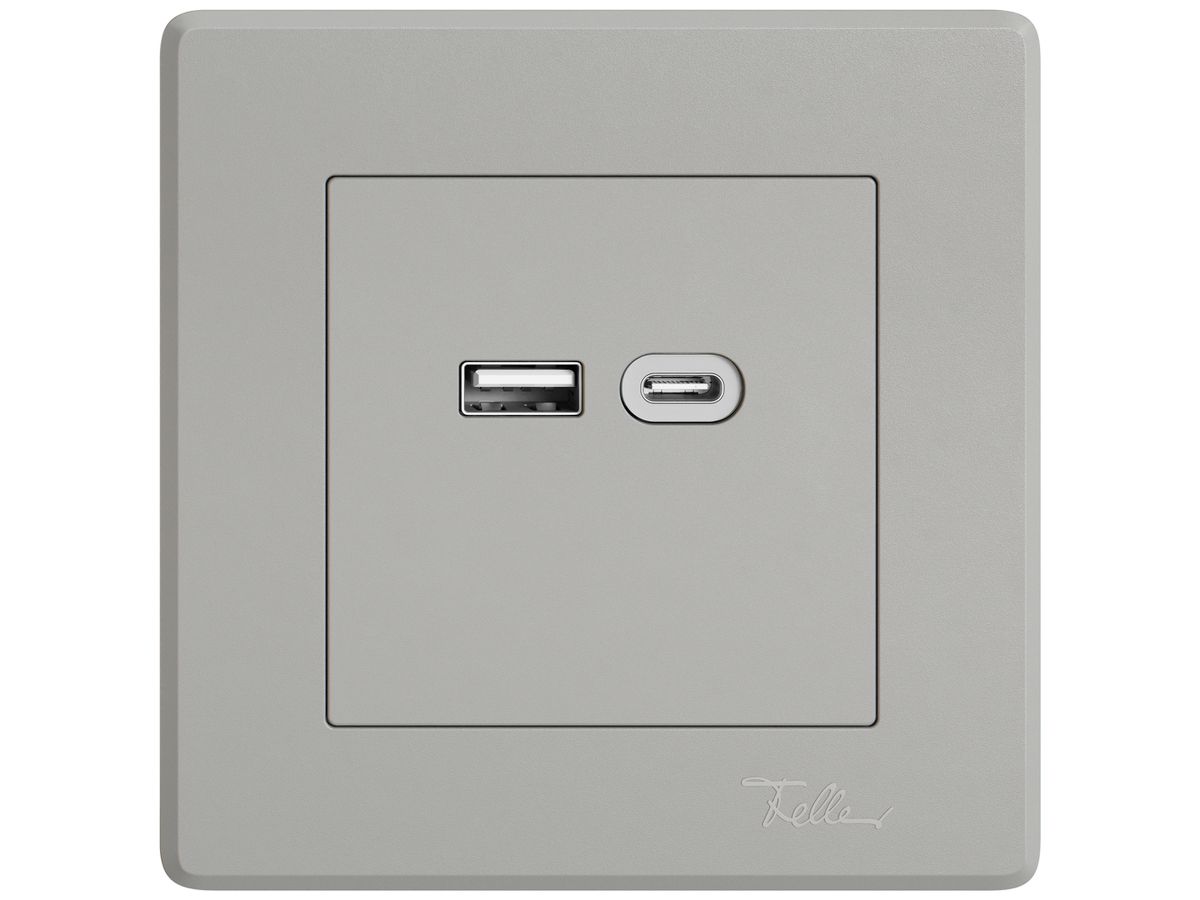 UP-USB-Ladesteckdose EDIZIO.liv SNAPFIX® 230VAC 18W 1×USB Typ A 1×USB Typ C hgu